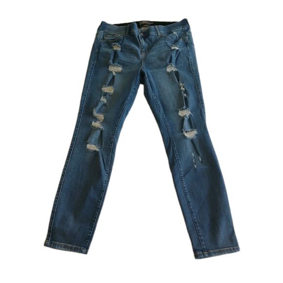 Torrid Women Skinny Jean Plus Size 18 Blue Medium Wash Ripped Stretch High Rise - Picture 1 of 14